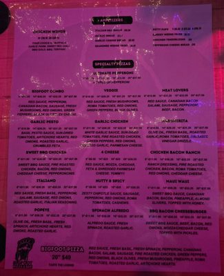Menu photo 2 Bigfoot Pizza & Bar Tacoma, WA Menu photo 2 Bigfoot Pizza & Bar Tacoma, WA