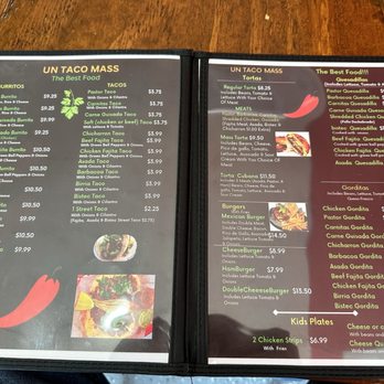Un Taco Mass 2 - Menu as of Sept 2024 - Mexican Near Me - Taylor, Texas
