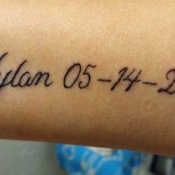 Montana Tattoo Company - My son's name. Its on my wrist. Such amazing detail to fine lines.
