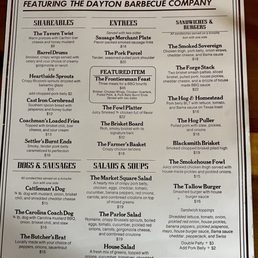 Main food menu