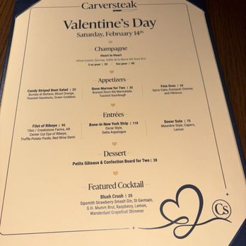 Carversteak - Valentines menu - Steakhouses Near Me - Las Vegas, Nevada