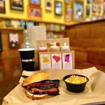 Mission BBQ - Brisket Sandwich with Mac and cheese - Barbeque Near Me - Nashville, Tennessee Mission BBQ - Brisket Sandwich with Mac and cheese - Barbeque Near Me - Nashville, Tennessee