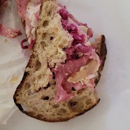This is the sandwich prior to trying to pick it up The bread is already mush and coming apart . This is the sandwich prior to trying to pick it up The bread is already mush and coming apart .