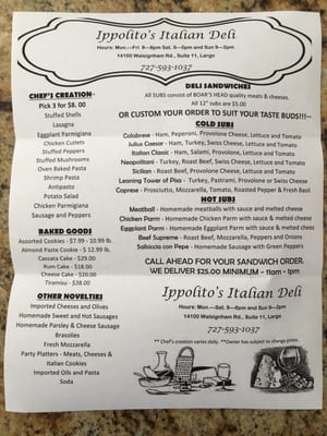Menu photo 3 Ippolito Italian Deli Largo, FL Menu photo 3 Ippolito Italian Deli Largo, FL