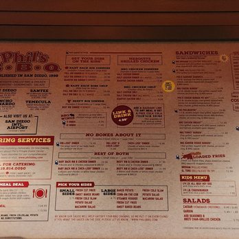 Phil's BBQ - Phil's Menu as of 10/2024 - Barbeque Near Me - Temecula, California