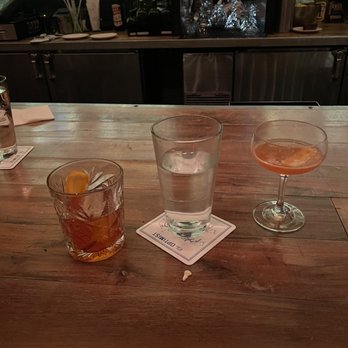 The Optimist - old fashioned, glass of water, paper plane - Seafood Near Me - Atlanta, Georgia