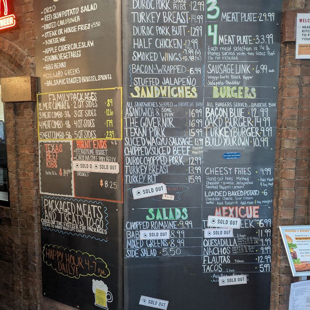 OAK'D BBQ - Menu (Jan. 2025) - Barbeque Near Me - Addison, Texas