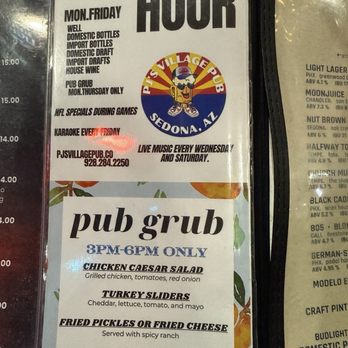 PJ's Village Pub - Menu - Sports Bars Near Me - Sedona, Arizona PJ's Village Pub - Menu - Sports Bars Near Me - Sedona, Arizona