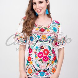 Cielito Lindo Mexican Boutique - San Miguel blouse made in cotton fabric hand embroidery, stunning! Available in many colors in sizes S up to 2XL