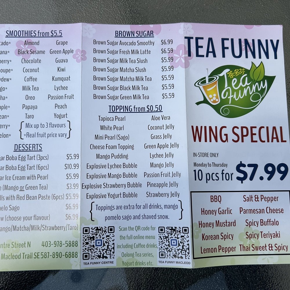 Tea Funny - Menu - Bubble Tea Near Me - Calgary, Alberta Tea Funny - Menu - Bubble Tea Near Me - Calgary, Alberta