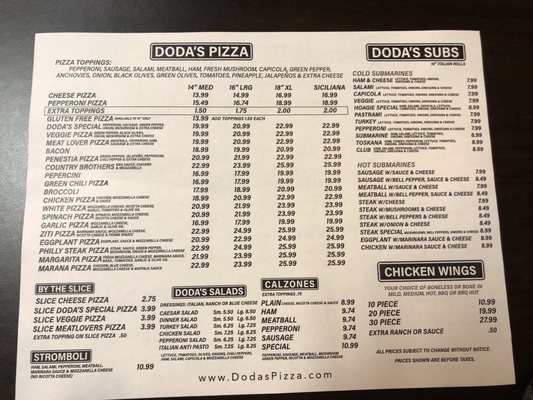 Menu photo 5 Doda's Pizza Glendale, AZ