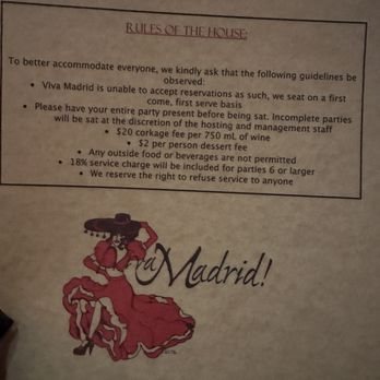 Viva Madrid! - I've never been in a place that charges a dessert fee - Spanish Near Me - Claremont, California