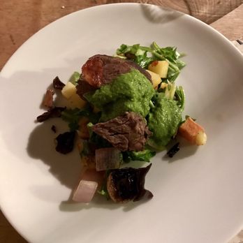 R Kitchen - Steak with sweet potato hash and arugula pesto - New American Near Me - Charleston, South Carolina R Kitchen - Steak with sweet potato hash and arugula pesto - New American Near Me - Charleston, South Carolina
