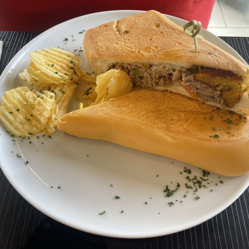 Al Pan Pan Bread & Bistro - Pernil con pan sobao  with maduros in the pernil - Breakfast & Brunch Near Me - Dorado, Puerto Rico