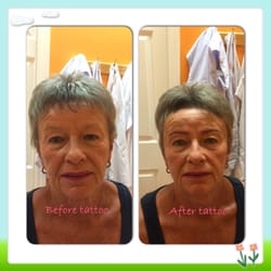 Permanent Makeup By Kayla - Before eyebrow tattoo and after tattoo by Kayla