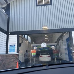 Entering the car wash drive-thru Entering the car wash drive-thru