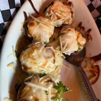 Brick Oven Pizza - Harrison - Cream cheese stuffed mushrooms with cream cheese and hot sauce. - Pizza Near Me - Harrison, Arkansas