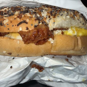 Jupiter Donuts - Bacon, egg, and cheese on an everything bagel - Donuts Near Me - Stuart, Florida