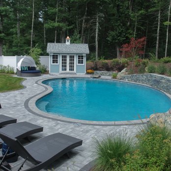 Landscape Oasis - a pool with a gazebo in the background - Landscaping Near Me - Norfolk, Massachusetts Landscape Oasis - a pool with a gazebo in the background - Landscaping Near Me - Norfolk, Massachusetts