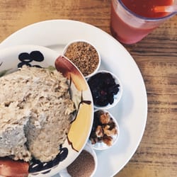 Gourmet Family Restaurant - The only vegan thing on the menu. Gourmet oatmeal with cranberries, brown sugar and walnuts for you to add as you please. Yum!