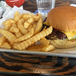 Smash burger and fries Smash burger and fries
