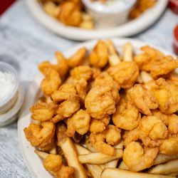 BG's Boathouse Restaurant - Baby Shrimp plate with fries