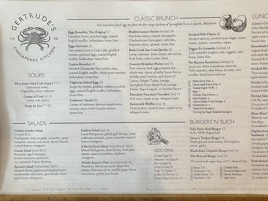 Menu photo 5 Gertrude's Baltimore, MD