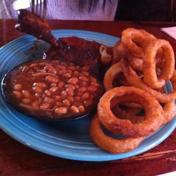 Fireside BBQ & Grill - Tri tip baked beans and onion ring lunch - Barbeque Near Me - Salt Point, New York