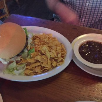 Texas Chili Parlor - Guacamole Burger with a taster of red chili XX - American Near Me - Austin, Texas Texas Chili Parlor - Guacamole Burger with a taster of red chili XX - American Near Me - Austin, Texas
