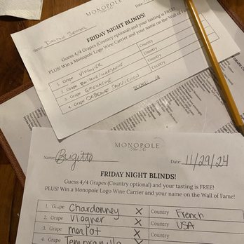 Monopole by WineRx - Our guesses for the blind tasting - Beer, Wine & Spirits Near Me - Pasadena, California Monopole by WineRx - Our guesses for the blind tasting - Beer, Wine & Spirits Near Me - Pasadena, California