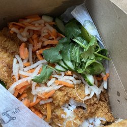 The Local Fry - Signature Banh mi fries with catfish, kewpie sauce on the side.