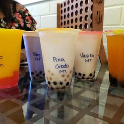 The Bubble Bar - Mango Slush with Strawberry Hearts, Taro Milk Tea, Pina Colada Milk Tea with Unicorn Poop, Vanilla Milk Tea & Passion Fruit Green Tea