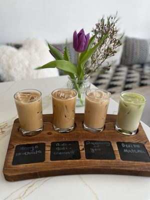 Photo of The Stockyard Coffeehouse - Chicago, IL, US. Selena themed coffee flight