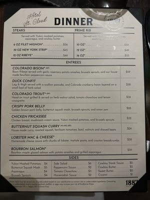 Menu photo 1 1887 Historic Eatery Canon City, CO