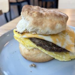 The Well Coffeehouse - BYOB breakfast sandwich on a biscuit