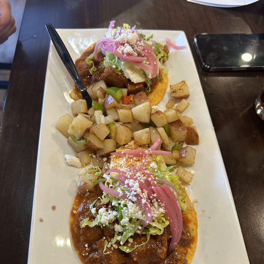 Chilaquiles Modern Kitchen - 2 Tostadas De Chicharron - Mexican Near Me - Mesa, Arizona Chilaquiles Modern Kitchen - 2 Tostadas De Chicharron - Mexican Near Me - Mesa, Arizona