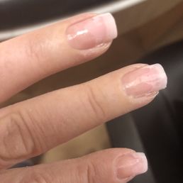 Nails showing gel ground off Nails showing gel ground off
