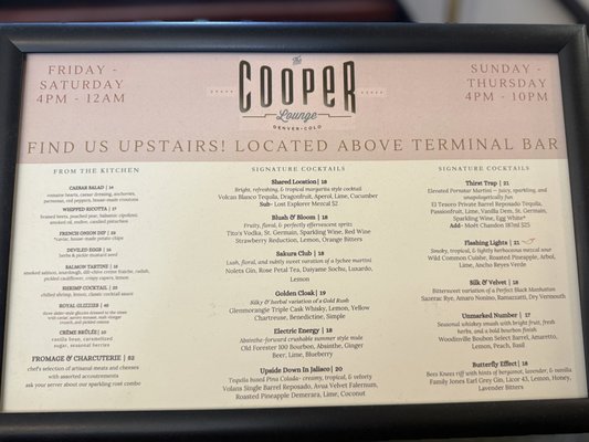 Menu photo 1 The Cooper Lounge Denver, CO Menu photo 1 The Cooper Lounge Denver, CO