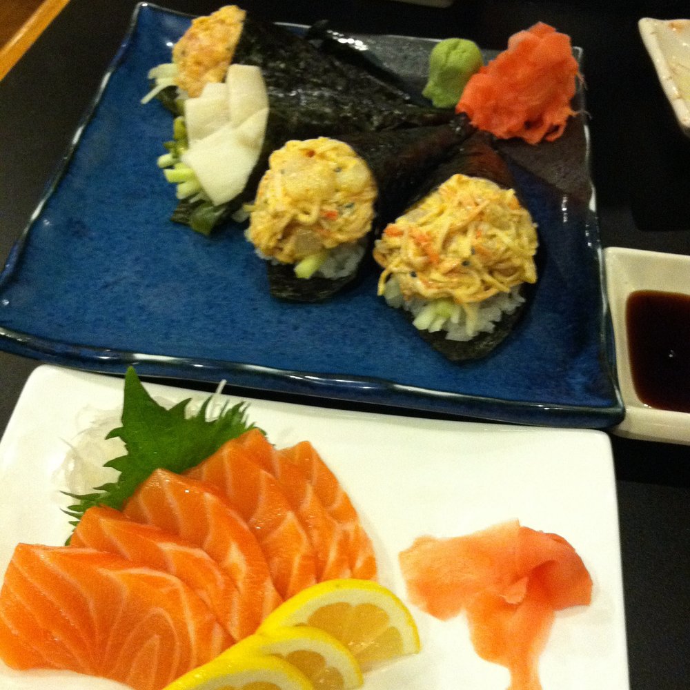 Sakura - spicy salmon hand rolls and salmon sashimi appetizer - Japanese Near Me - Woodbridge, Virginia Sakura - spicy salmon hand rolls and salmon sashimi appetizer - Japanese Near Me - Woodbridge, Virginia