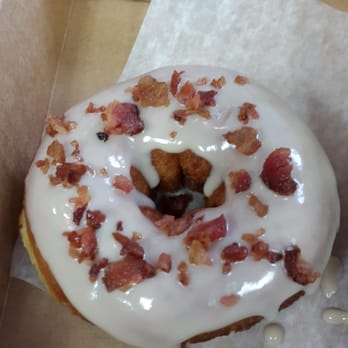 Duck Donuts - Maple icing with bacon. Not so crispy bacon, but so delicious! - Donuts Near Me - Herndon, Virginia Duck Donuts - Maple icing with bacon. Not so crispy bacon, but so delicious! - Donuts Near Me - Herndon, Virginia