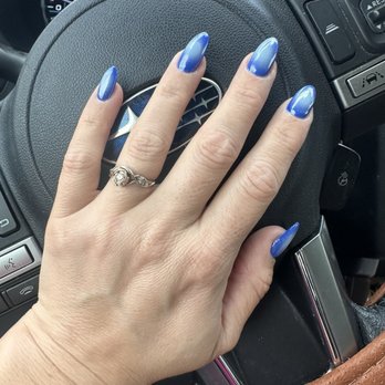 Bedazzle Nails Spa  - Builder gel refill w blue aura (dnd supernova and dnd sky high) w chrome $65 refill $10 chrome $10 design - Nail Salons Near Me - Stuart, Florida
