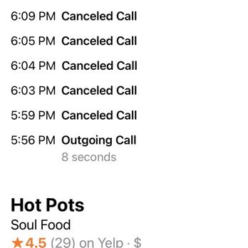 Hot Pots - All calls made prior to 615p...I won't support unprofessionalism! - Soul Food Near Me - Hartford, Connecticut Hot Pots - All calls made prior to 615p...I won't support unprofessionalism! - Soul Food Near Me - Hartford, Connecticut