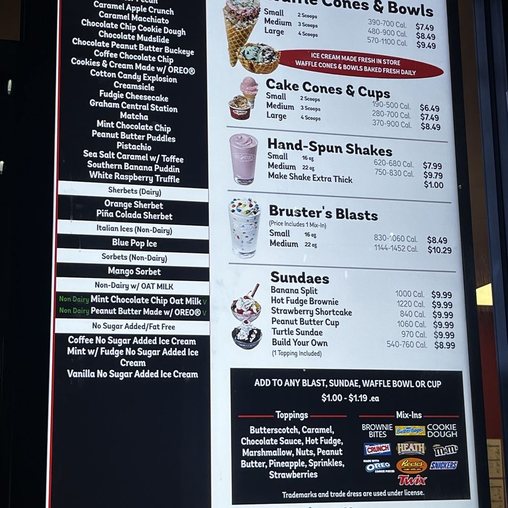 Bruster's Real Ice Cream - Menu - Ice Cream & Frozen Yogurt Near Me - La Mesa, California