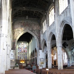 St Thomas's Church - The Nave, looking towards the Choir, with the Doom painting above the Chancel arch.