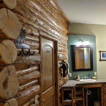 Silvertip Cabins - View from bedroom into vanity area. - Vacation Rentals Near Me - Silver Gate, Montana