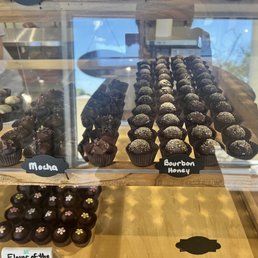 Display case of chocolate