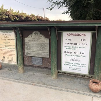 Forestiere Underground Gardens - Entry sign.  Doesn't say "By appointment only" - Botanical Gardens Near Me - Fresno, California