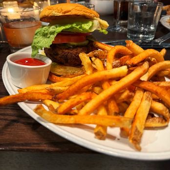 Rye Republic - Smash burger with impossible patty and fries - Cocktail Bars Near Me - Brewster, New York