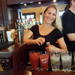 The lovely bartender who creates her Signature Bloody. The lovely bartender who creates her Signature Bloody.
