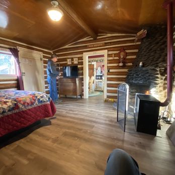 Chinook Cabins & RV Park - The main room. Check out the stone fireplace!! - RV Parks Near Me - South Fork, Colorado